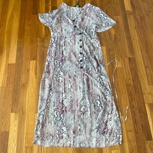 NWT ABS Allen Schwartz Women’s Pink and White Snakeskin Maxi Dress Size L